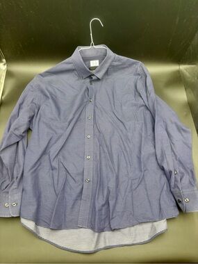 C-Lab NYC Navy Microdot 4-Way Stretch Performance Dress Shirt Size 18 (XL)